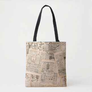 Tote Bag Mode antique : Pages publicitaires de journaux