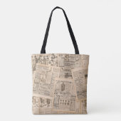 Tote Bag Mode antique : Pages publicitaires de journaux (Dos)