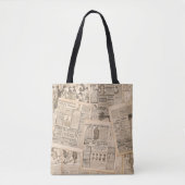 Tote Bag Mode antique : Pages publicitaires de journaux (Devant)