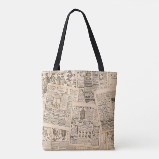 Tote Bag Mode antique : Pages publicitaires de journaux (Dos)