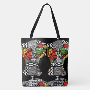 Tote Bag Mode Aztèque noir/blanc Design géométrique Fourre-