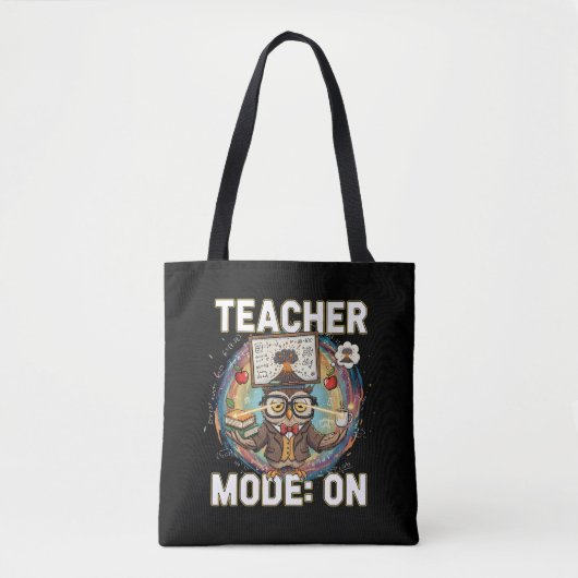 Tote Bag Mode Enseignant : ACTIVÉ – Dessin de chouette prof (Devant)