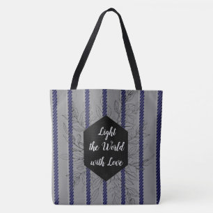 Tote Bag Mode gris bleu Fourre-tout Lumière du monde avec a