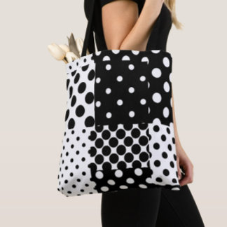 Tote Bag Mode noir blanc à pois Style Design