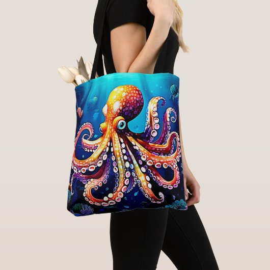 Tote Bag Mode Octopus coloré (De près)