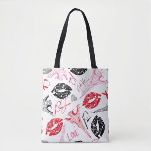 Tote Bag Mode Paris, calligraphie motif Tour Eiffel.
