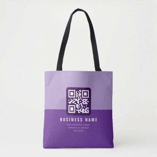 Tote Bag Modèle de code QR moderne éditable | Violets (Devant)
