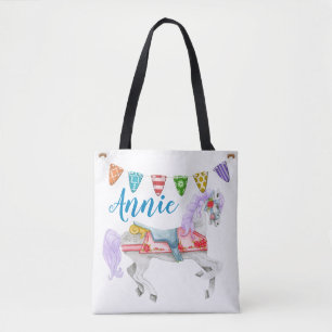 Tote Bag Modèle de coutume de cheval de carrousel
