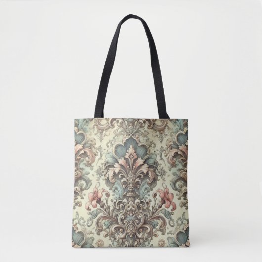 Tote Bag Modèle de Damas Floral victorien (Devant)