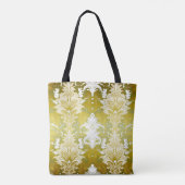 Tote Bag Modèle de Damas Vert Or Rétro (Dos)