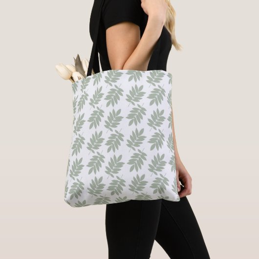 Tote Bag Modèle de feuille âgée vert+blanc (De près)