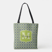 Tote Bag Modèle de fleurs vertes monogramme (Dos)