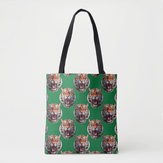 Tote Bag Modèle de tête de tigre vert (Devant)