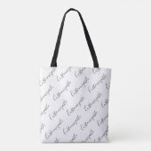 Tote Bag Modèle de texte de script moderne éditable | Noir (Dos)
