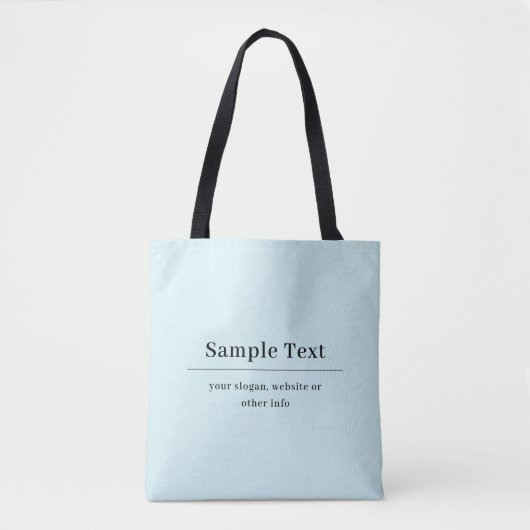 Tote Bag Modèle de texte simple et élégant | Bleu Clair (Devant)