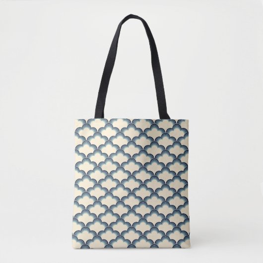 Tote Bag Modèle de vagues de style rétro bleu (Devant)