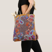 Tote Bag Modèle d'écharpe multicolore Paisley (De près)