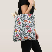 Tote Bag Modèle floral art populaire (De près)