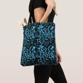 Tote Bag Modèle floral bleu.ST01 BG noir (De près)
