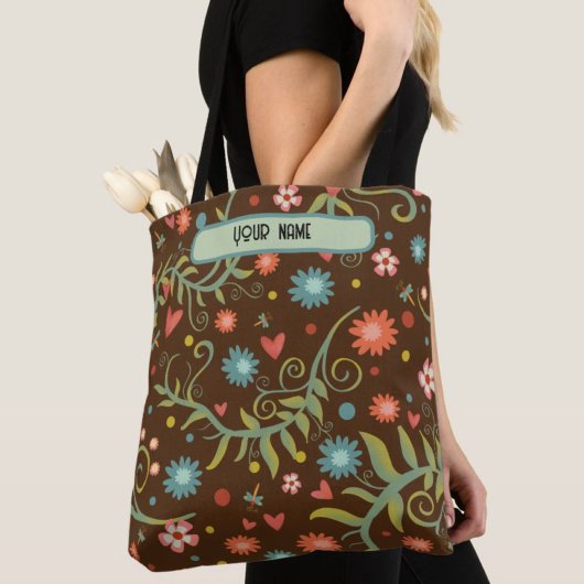Tote Bag Modèle Floral Brown moderne Inspirivity fourre-tou