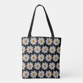 Tote Bag Modèle floral dahlia blanc sur noir (Dos)