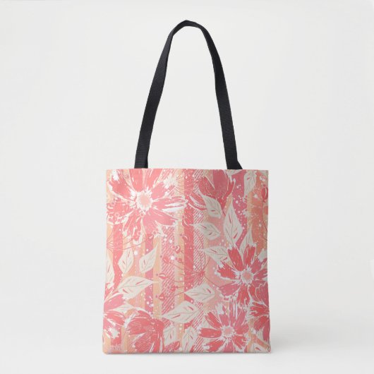 Tote Bag Modèle floral dans les teintes pêche à la mode (Devant)