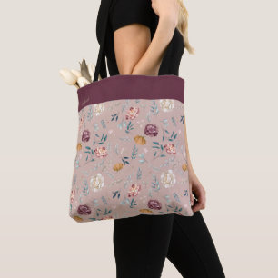 Tote Bag Modèle floral de nom personnalisé
