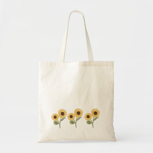 Tote Bag Modèle floral de tournesol vert Conception minimal (Devant)