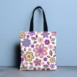 Tote Bag Modèle floral hippie moderne | Botanique<br><div class="desc">Ce design moderne présente une variété d'éléments floraux amusants. #moderne #hippie #floral #flowers #botanical #tendance #tendance #style #design #design #designer #floroms #mode #mode #à la mode #maison #travail #école #cadeaux #rose #violet #jaune #white #girly #chic #fourre-tout #sacs #accessoires #sacs fourre - touts #handbags #plage #vacances #vacances #vacances</div>