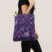 Tote Bag Modèle floral Lilac dynamique (De près)