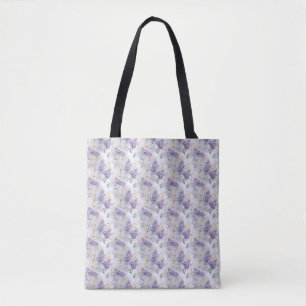 Tote Bag Modèle floral pourpre avec Feuilles d'or et Branch
