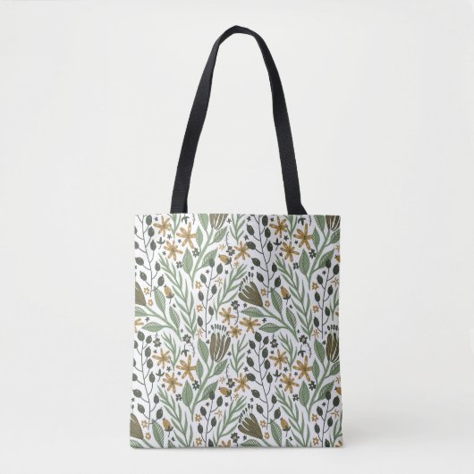 Tote Bag Modèle floral rêve vert (Devant)