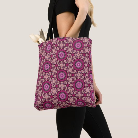 Tote Bag Modèle floral rose (De près)