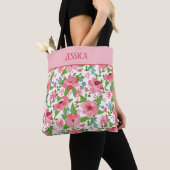 Tote Bag Modèle floral rose féminin (De près)