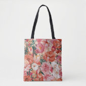 Tote Bag Modèle Floral rose orange (Devant)