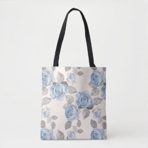 Tote Bag Modèle floral. roses bleus Vintages
