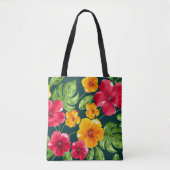 Tote Bag Modèle floral tropical vibre (Devant)