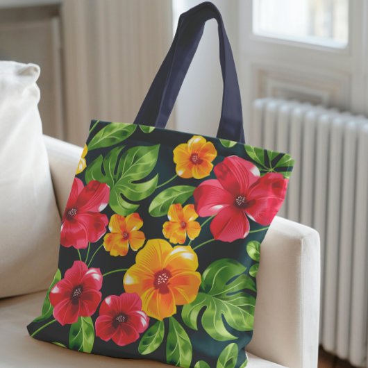 Tote Bag Modèle floral tropical vibre