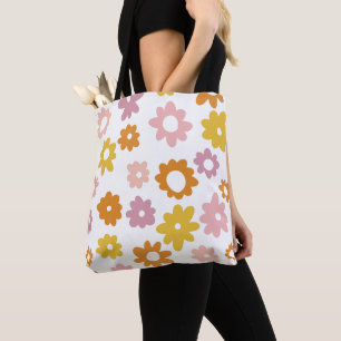 Tote Bag Modèle floral vintage des années 1970 en Lavande J