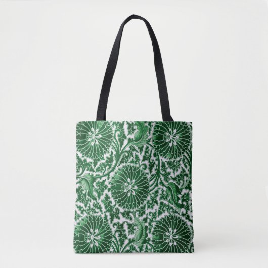 Tote Bag Modèle floral vintage vert (Devant)