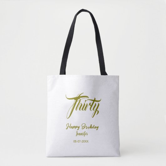 Tote Bag modèle or 30e anniversaire ajouter nom date année  (Devant)