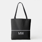 Tote Bag Modèle simple de monogramme noir et blanc (Dos)