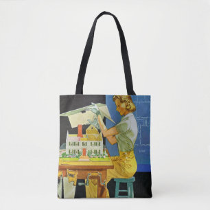 Tote Bag Modèles miniatures de Chambre d'architecte vintag