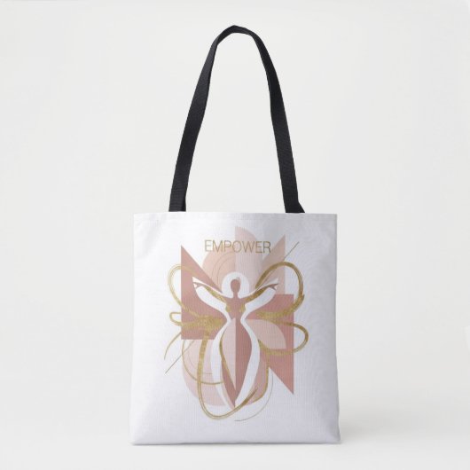 Tote Bag Modern Abstract Empower Feminine Gold & Blush Art (Devant)