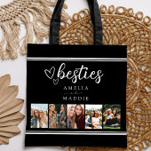 Tote Bag Modern Besties Photo Collage Black and White