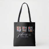 Tote Bag /Modern Black White Bestie 3 Photo Collage (Devant)