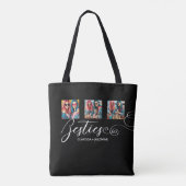 Tote Bag /Modern Black White Bestie 3 Photo Collage (Dos)