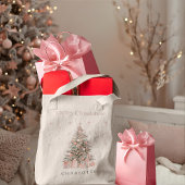 Tote Bag Modern Blush Christmas Tree Personalized Holiday 