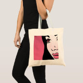 Tote Bag Modern Comic Book Pop Art of Woman's Face (Devant (produit))