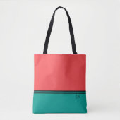 Tote Bag Modern Coral and Aquamarine Monogram (Devant)